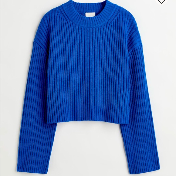 H&M Sweaters - H&M Blue Ribbed Cropped Sweater